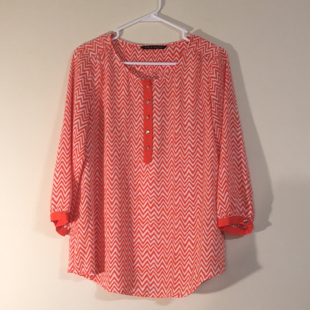Orange and white chevron blouse